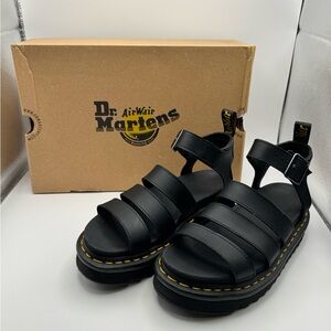 Dr Martens Platform Sandals Black Leather Strappy Chunky Size US 6